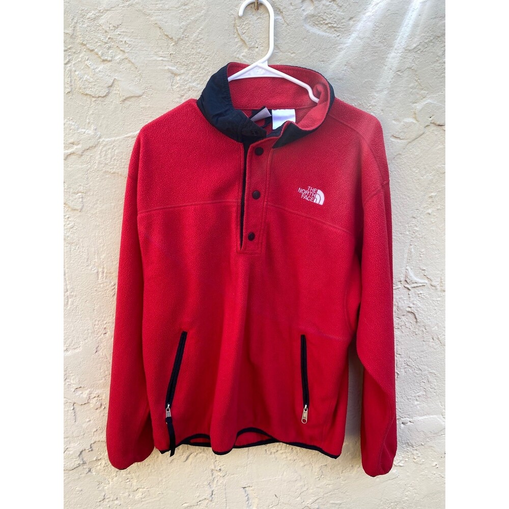 Vintage The North Face Red Fleece Pullover with Black Trim